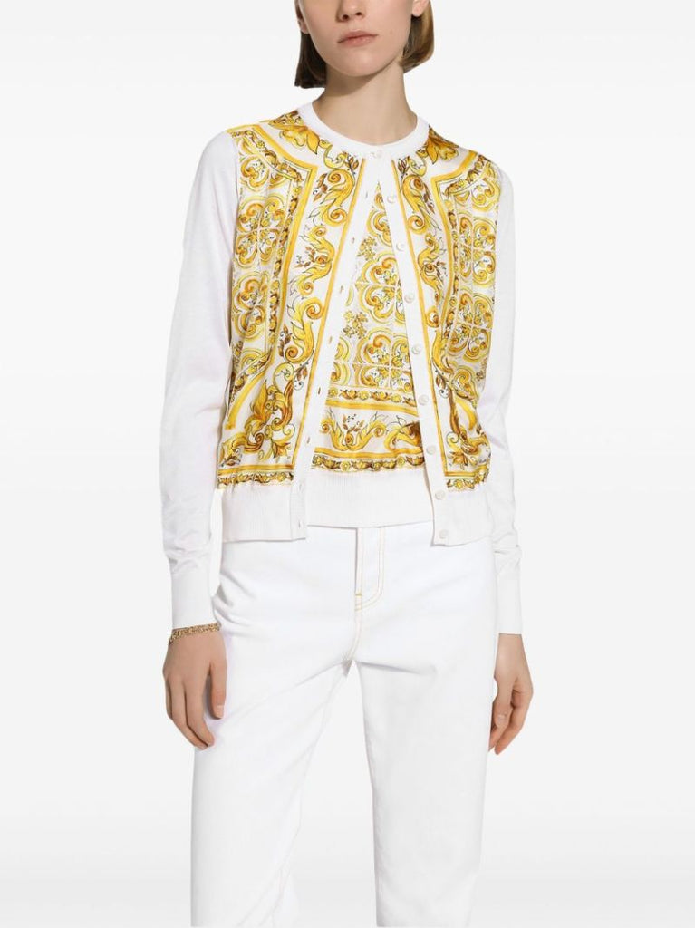 Majolica-print Silk Cardigan