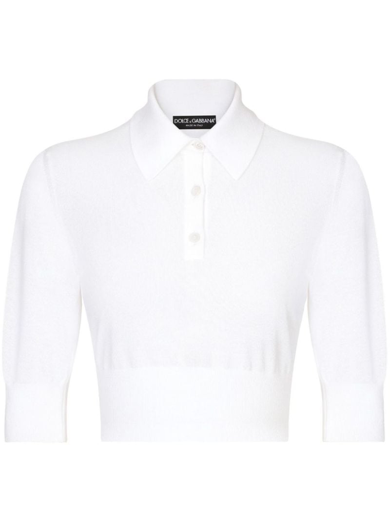 White Cropped Polo Shirt