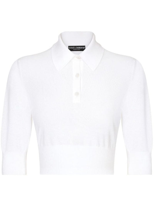 White Cropped Polo Shirt