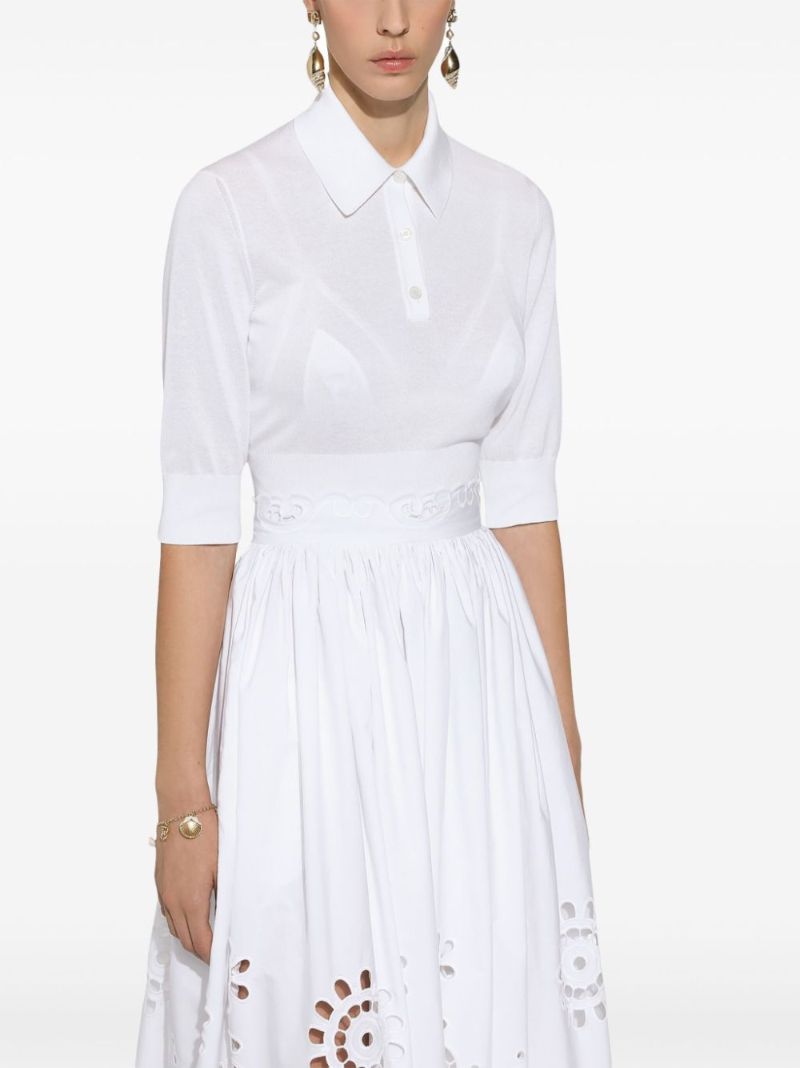 White Cropped Polo Shirt