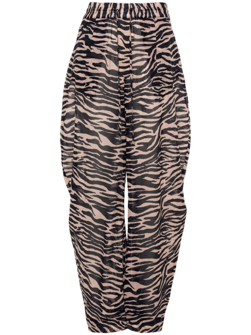 Black Zebra-print Cotton Trousers