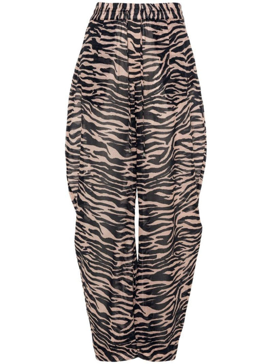 Black Zebra-print Cotton Trousers