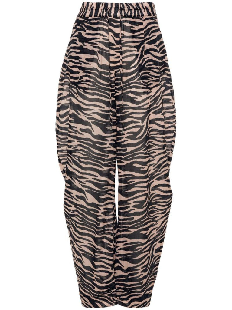 Black Zebra-print Cotton Trousers