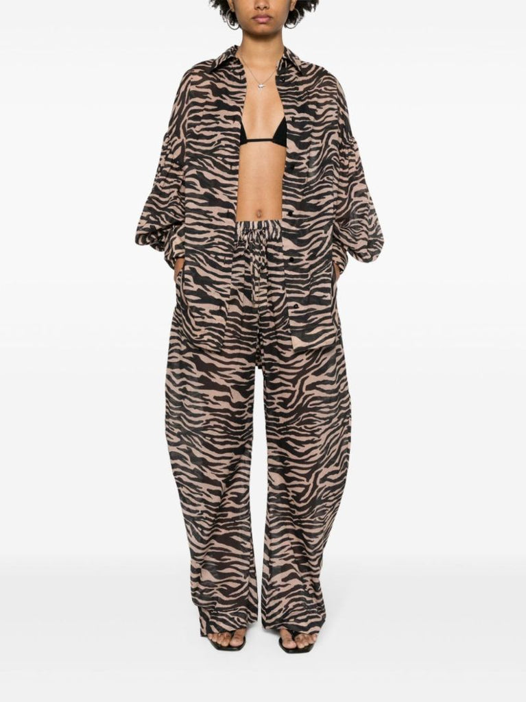 Black Zebra-print Cotton Trousers
