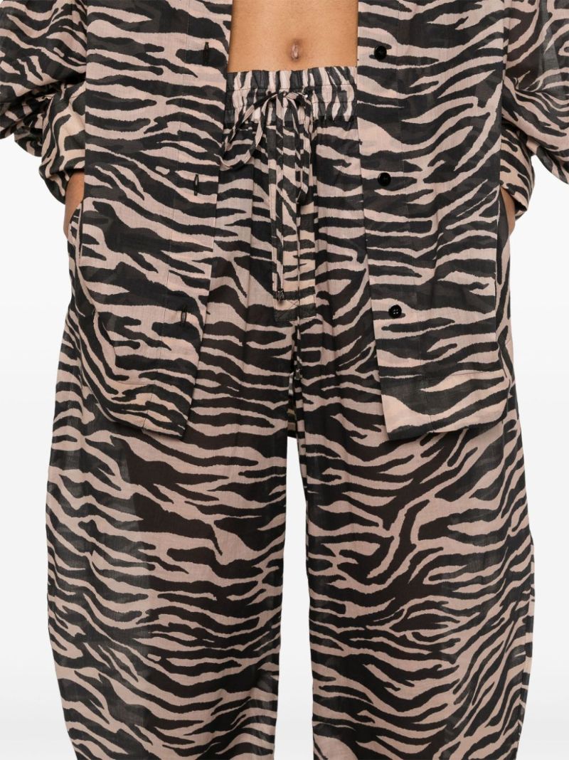 Black Zebra-print Cotton Trousers