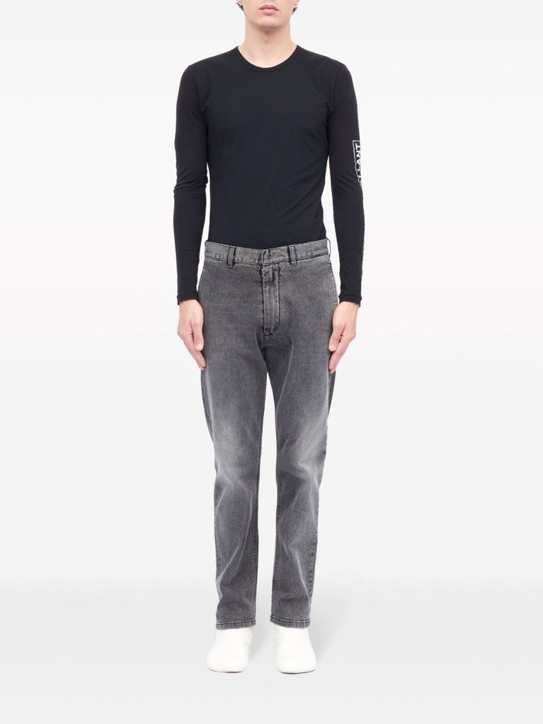 Black Faded Tapered Jeans