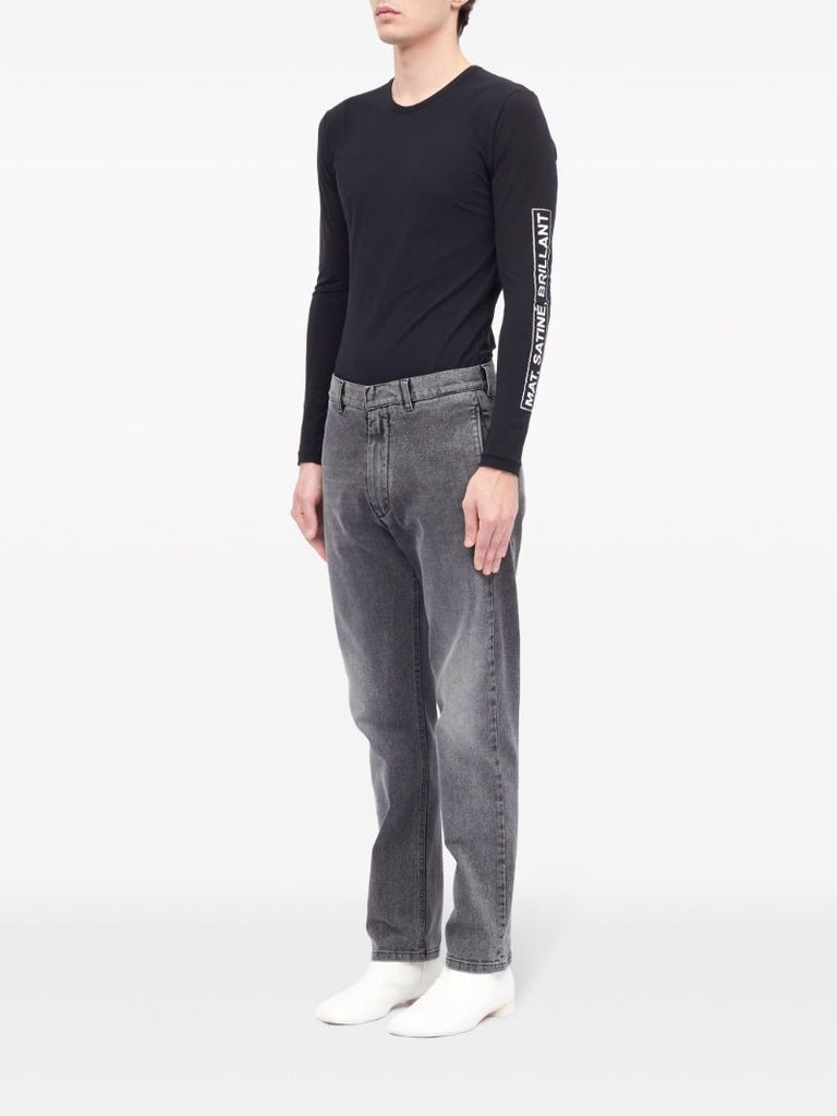 Black Faded Tapered Jeans