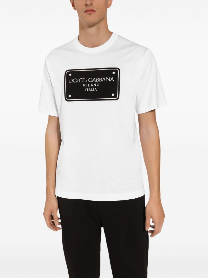 Branded Tag-embroidered Cotton T-shirt