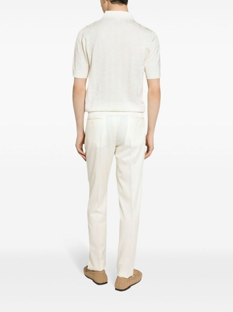Monogram-jacquard Silk Polo Shirt