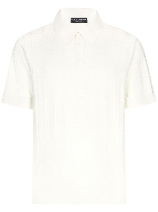 Monogram-jacquard Silk Polo Shirt