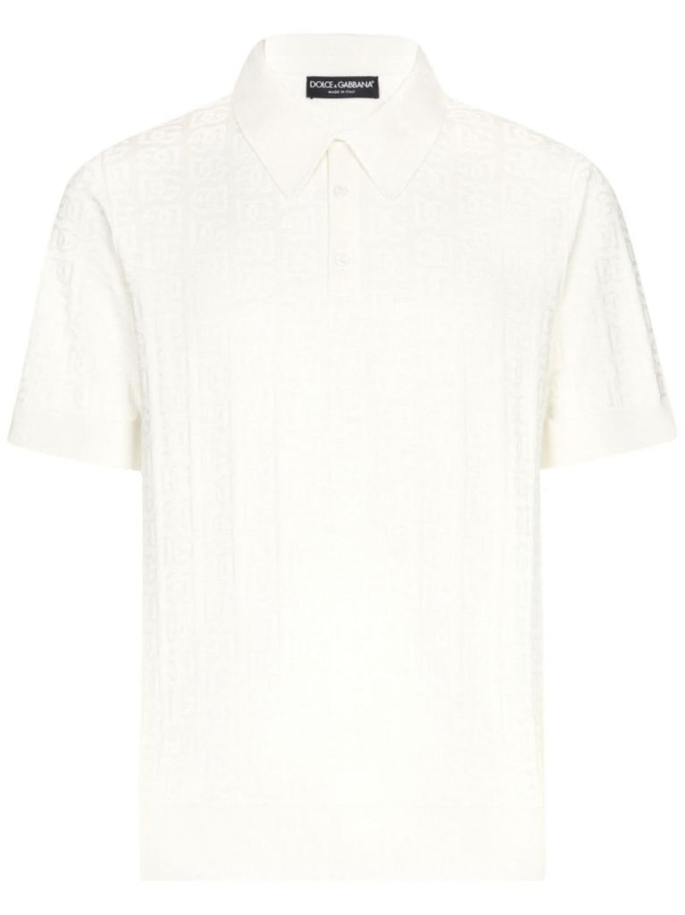 Monogram-jacquard Silk Polo Shirt