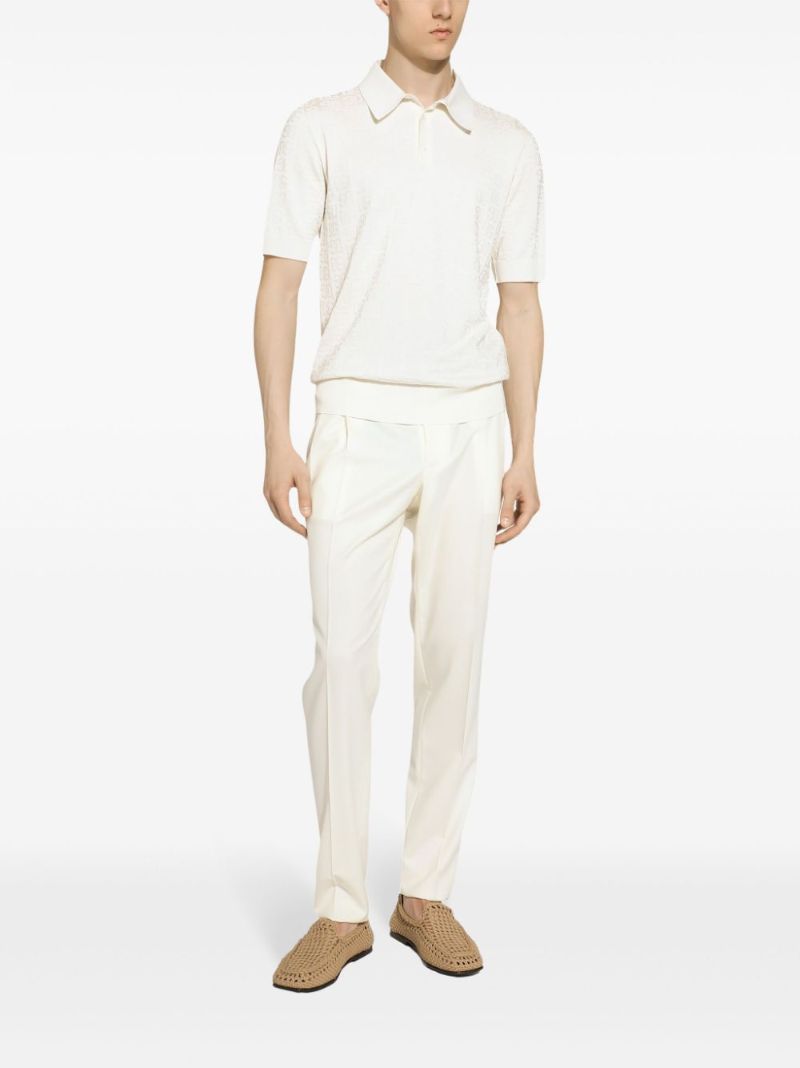 Monogram-jacquard Silk Polo Shirt