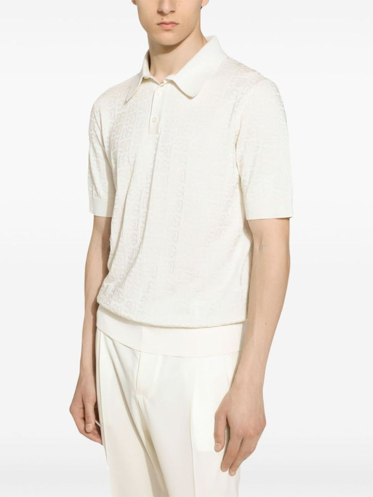 Monogram-jacquard Silk Polo Shirt