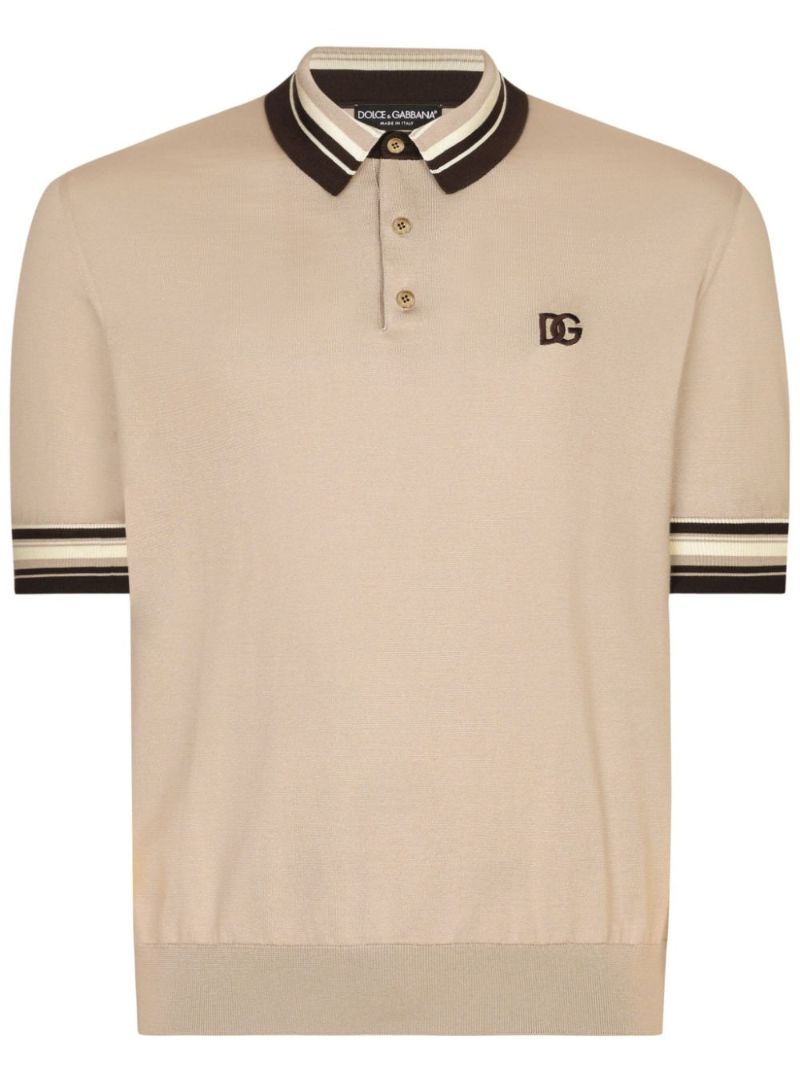 Neutral Dg-embroidered Polo Shirt