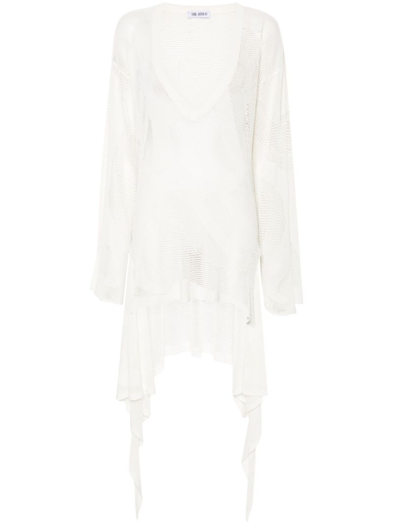 White Open-knit Mini Dress