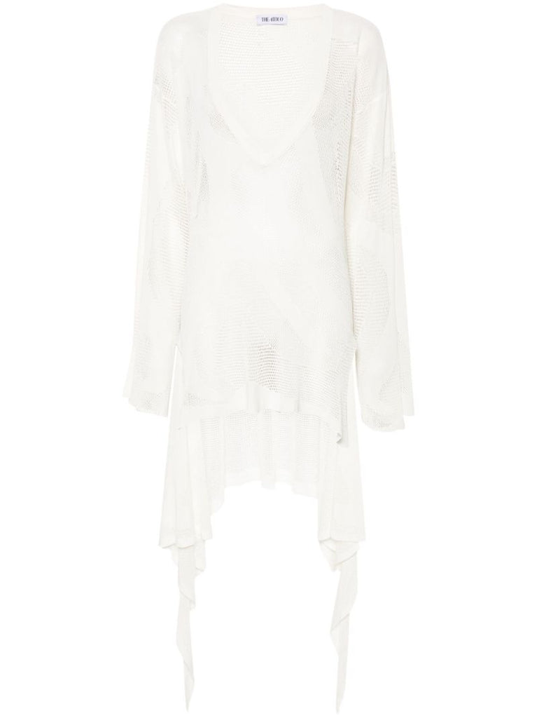 White Open-knit Mini Dress