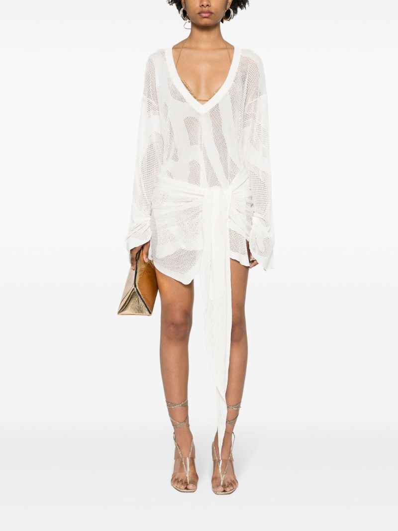 White Open-knit Mini Dress