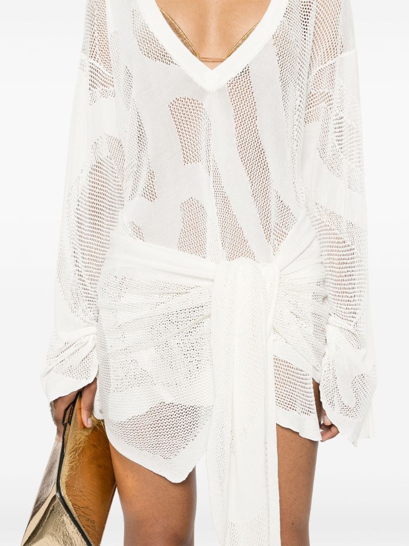 White Open-knit Mini Dress