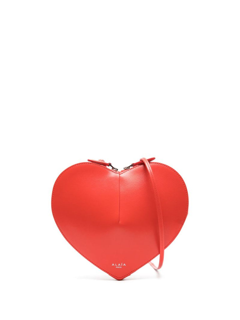 Red Heart Shaped Leather Crossbody Bag