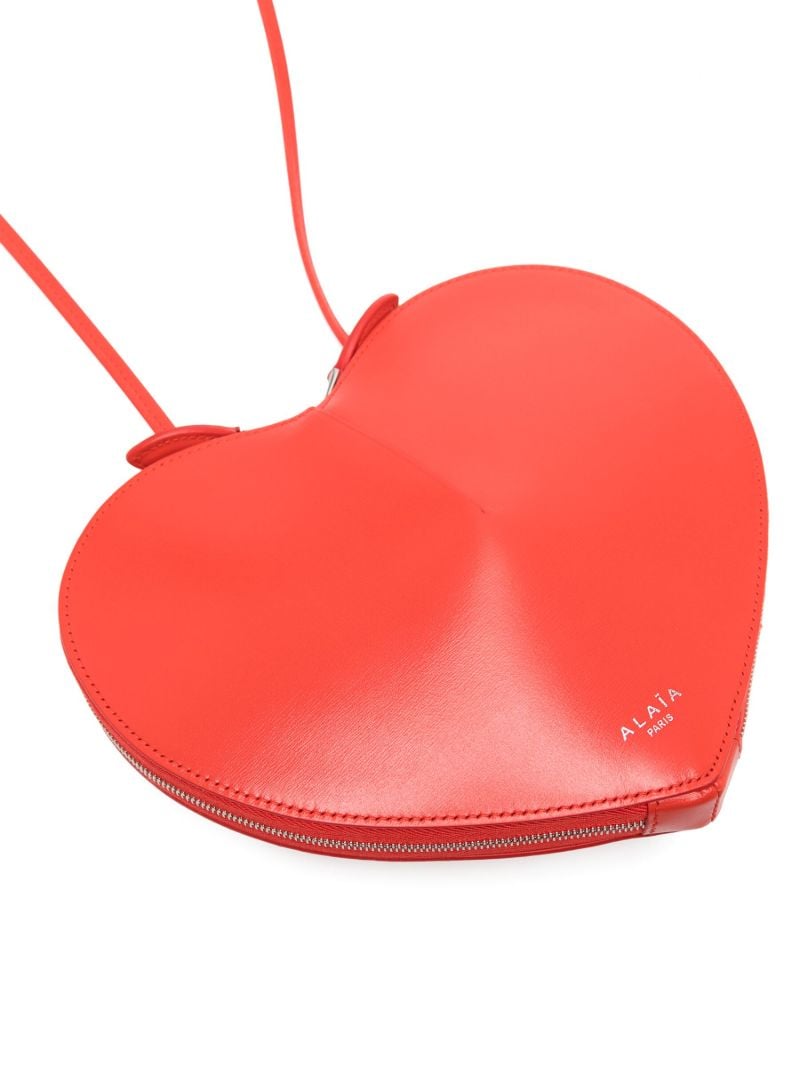 Red Heart Shaped Leather Crossbody Bag