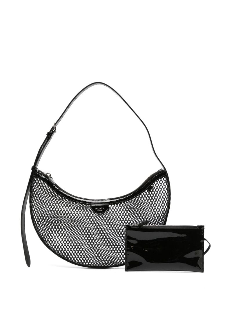 Black Mesh Design Half-moon Shoulder Bag