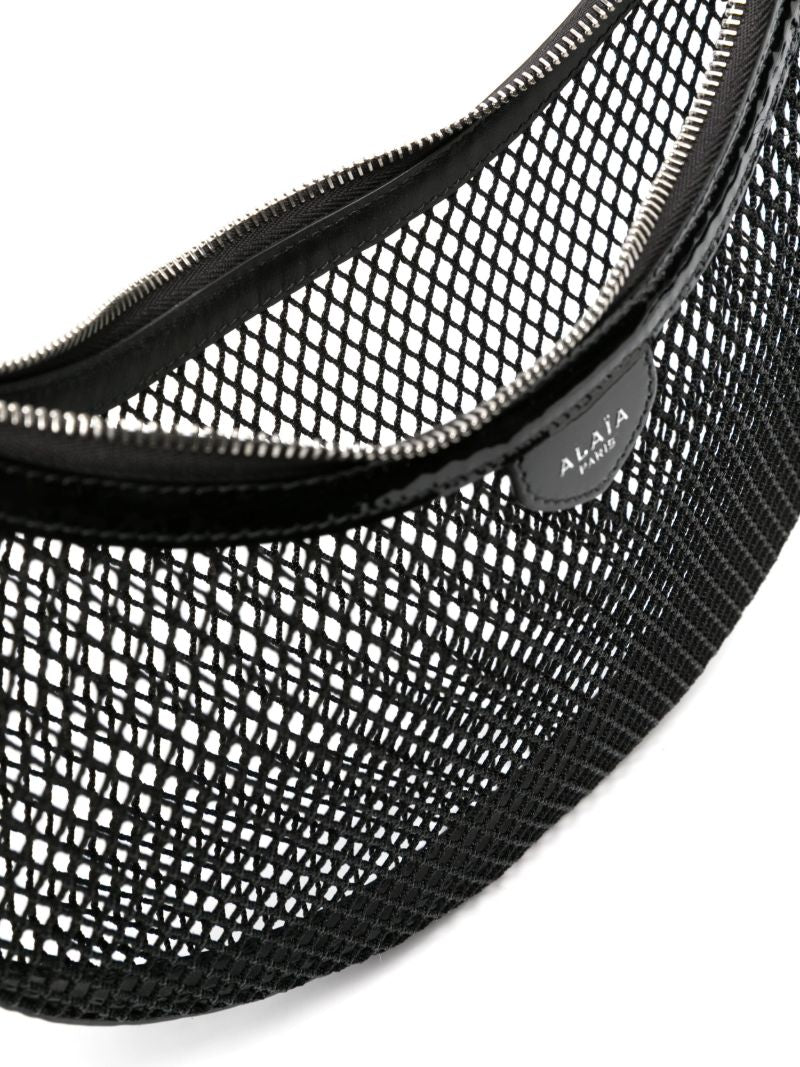 Black Mesh Design Half-moon Shoulder Bag