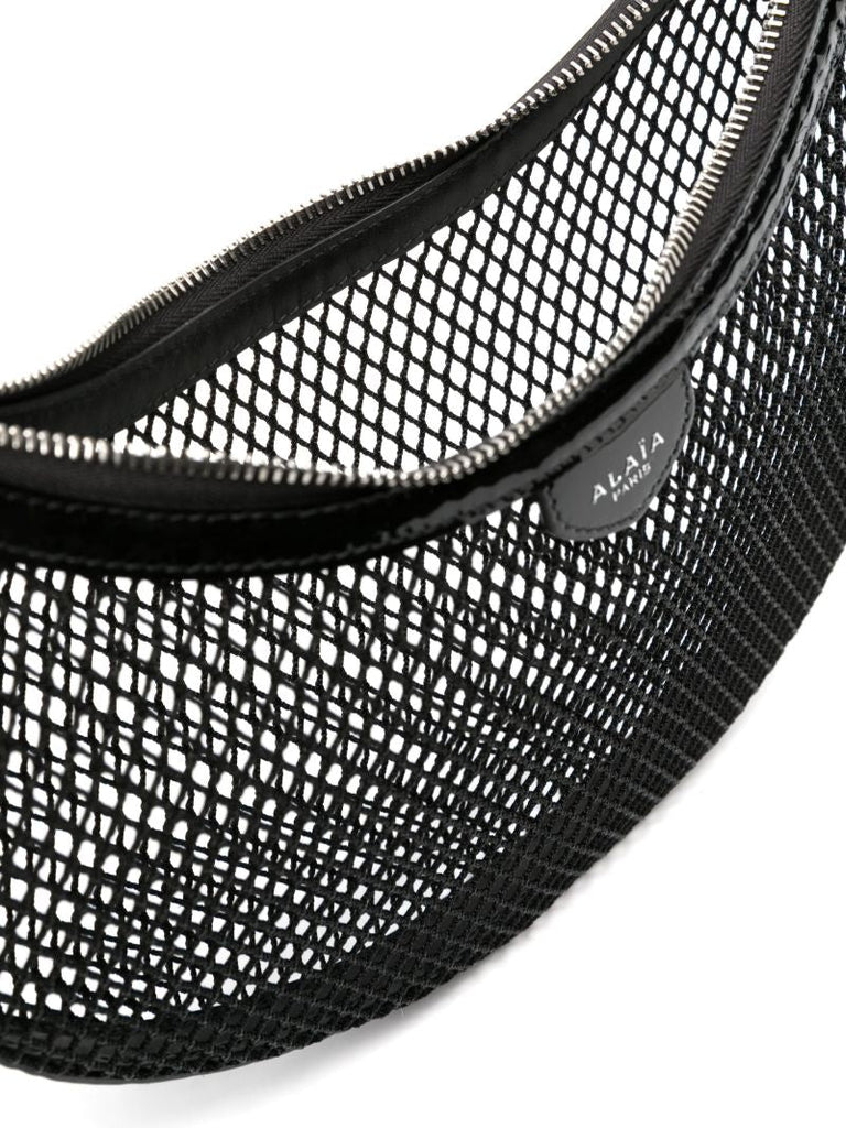 Black Mesh Design Half-moon Shoulder Bag