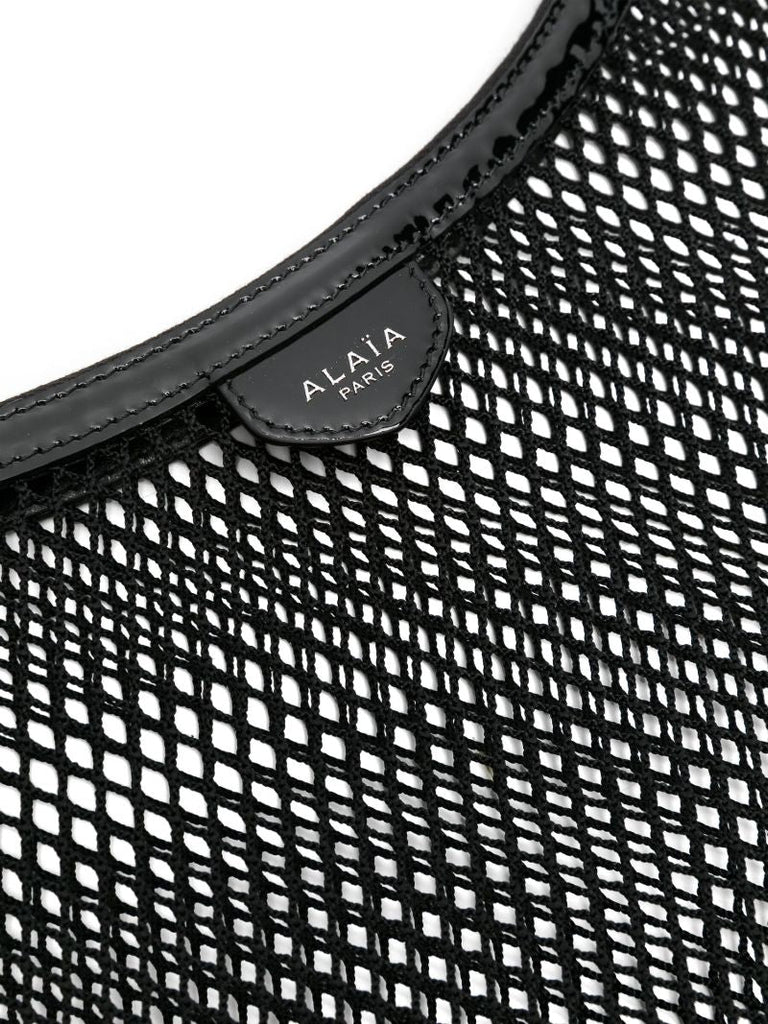 Black Mesh Design Half-moon Shoulder Bag