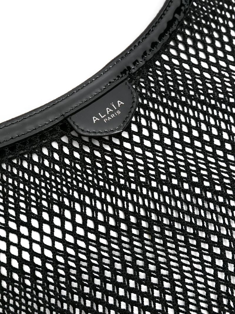 Black Mesh Design Half-moon Shoulder Bag