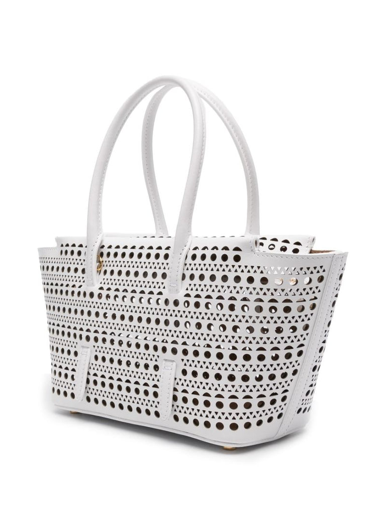 White Neo Mina 20 Leather Tote Bag