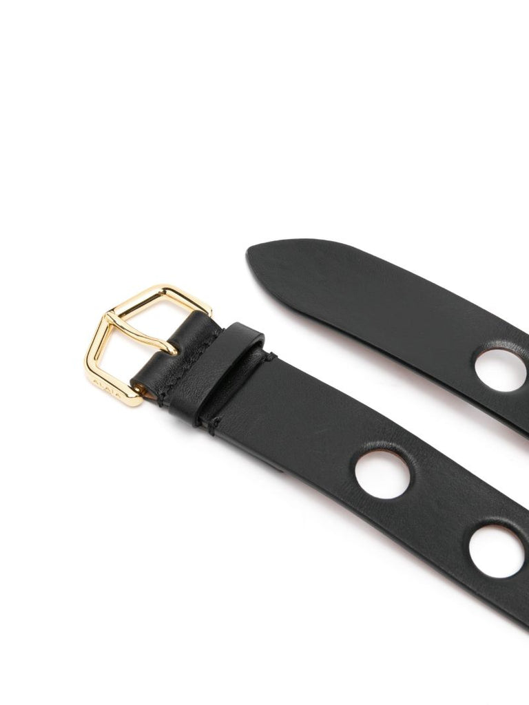 Black Buckled Leather Belt