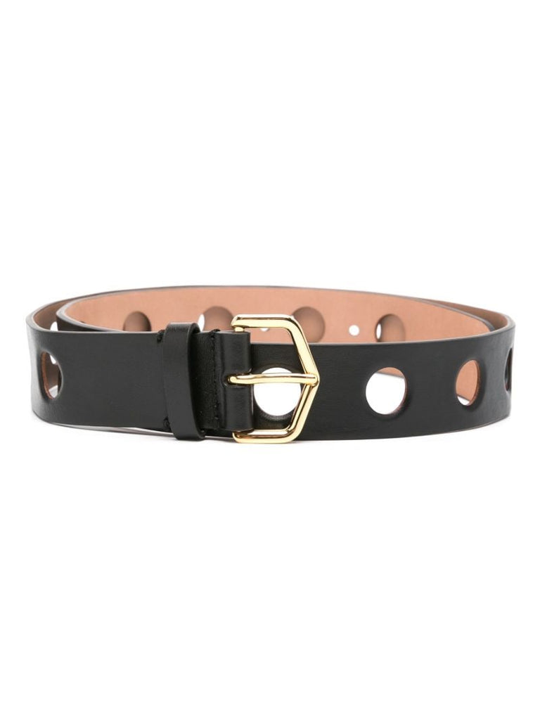 Black Buckled Leather Belt