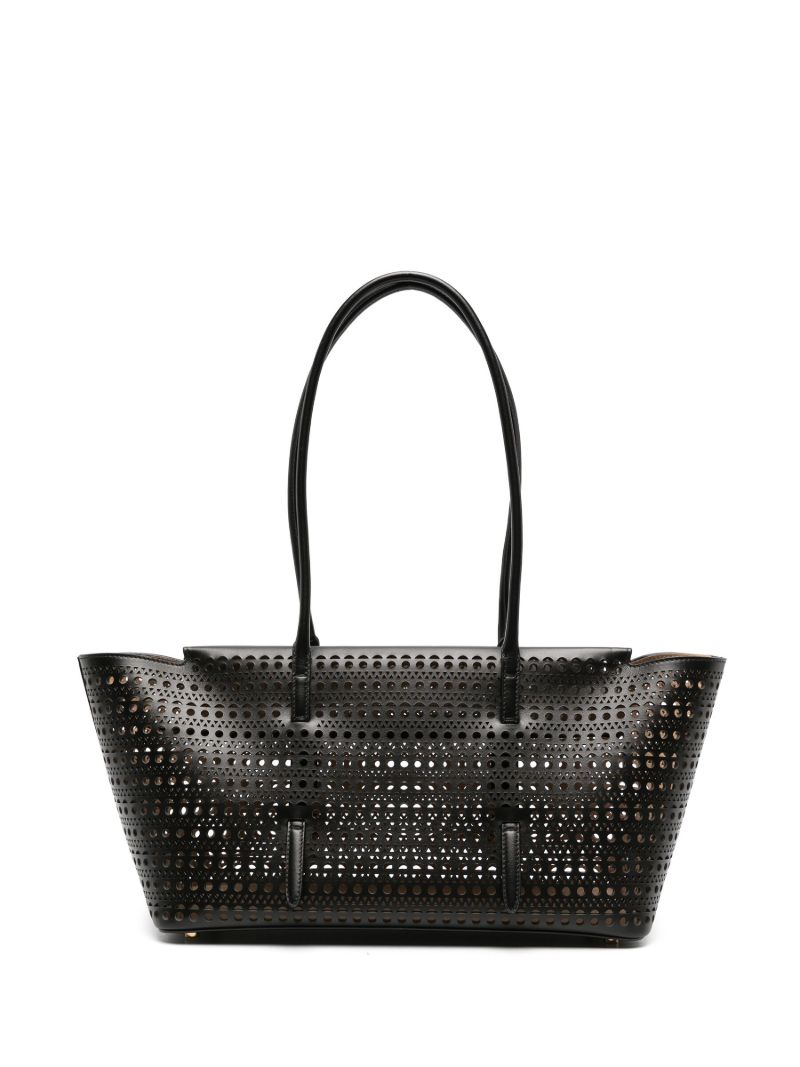 Black Perforated Leather Tote Bag