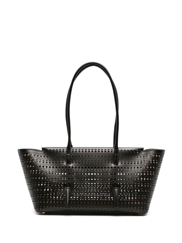 Black Perforated Leather Tote Bag