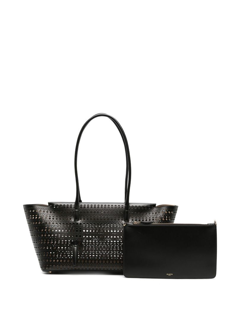 Black Perforated Leather Tote Bag