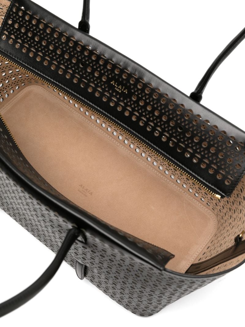 Black Perforated Leather Tote Bag
