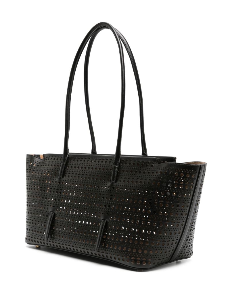 Black Perforated Leather Tote Bag