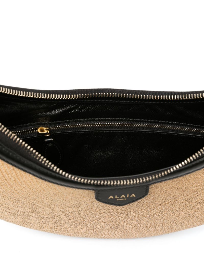 Beige Half-moon Woven Shoulder Bag