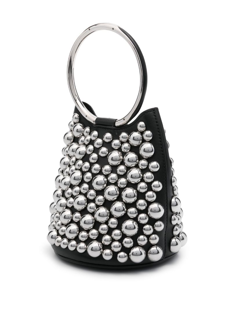 Black Ring Mini Leather Bucket Bag