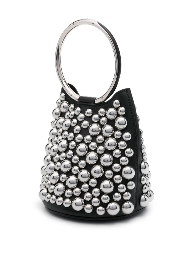 Black Ring Mini Leather Bucket Bag
