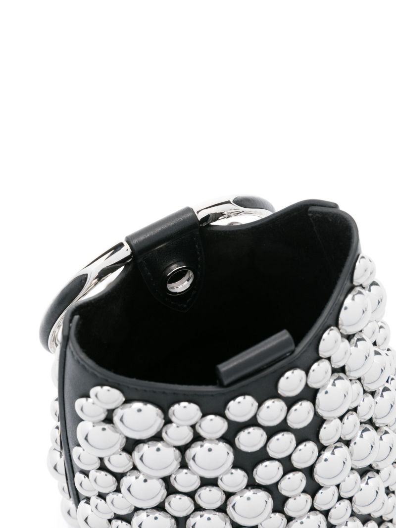 Black Ring Mini Leather Bucket Bag