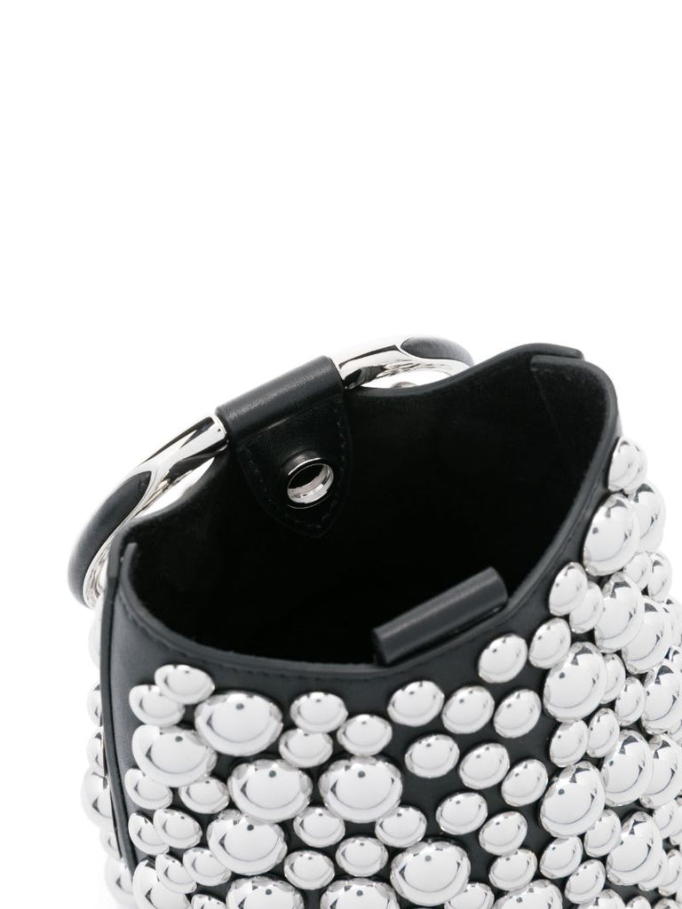 Black Ring Mini Leather Bucket Bag