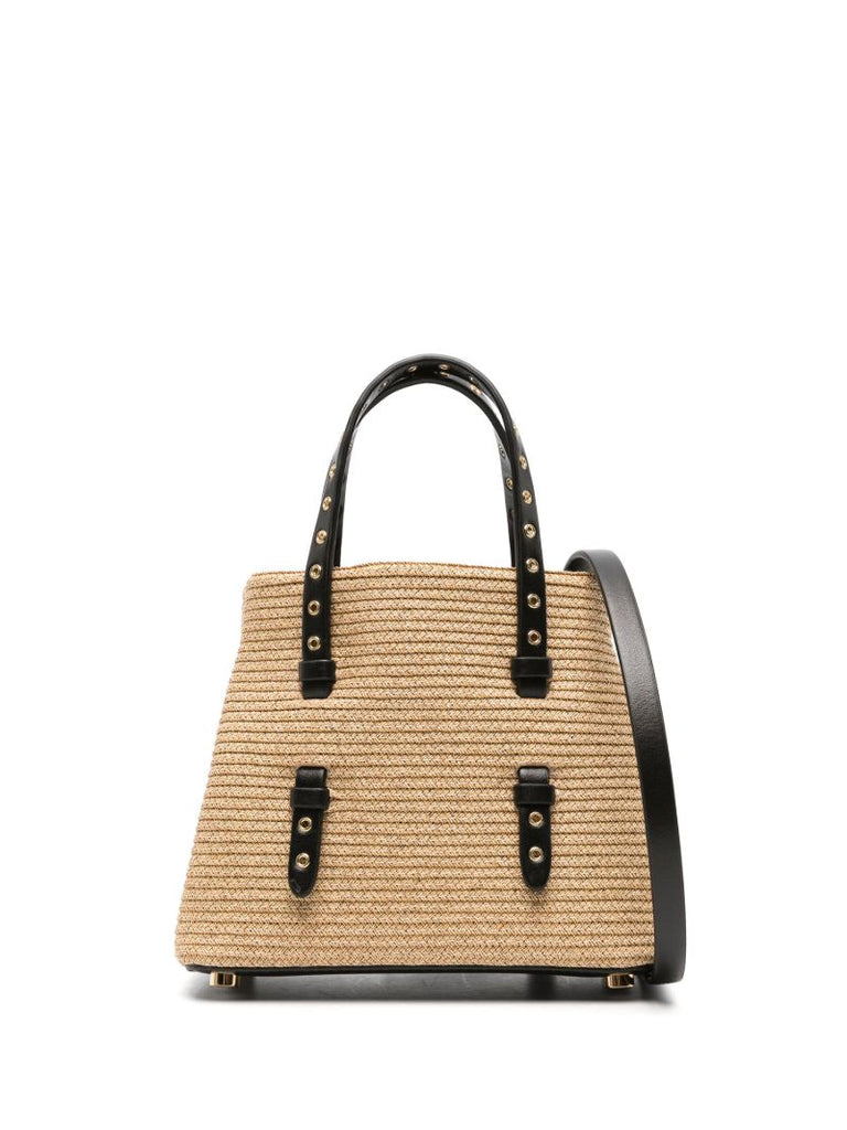 Beige Braided Two-way Mini Bag