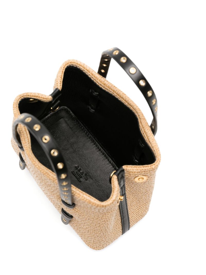 Beige Braided Two-way Mini Bag