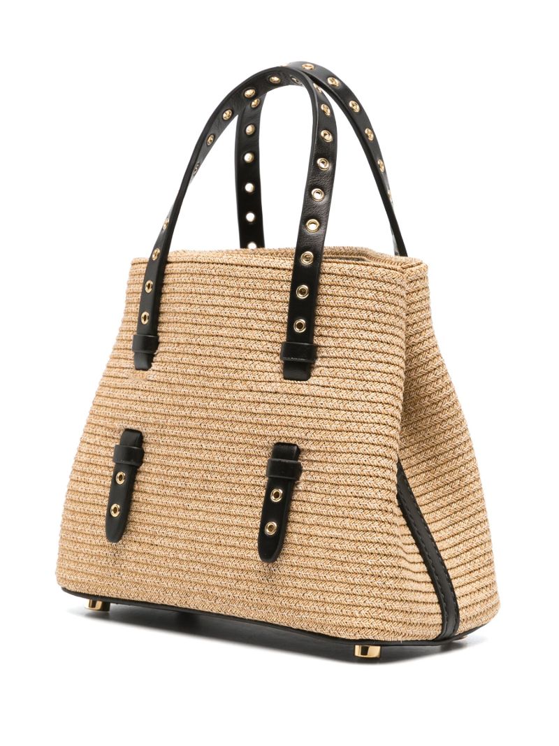 Beige Braided Two-way Mini Bag