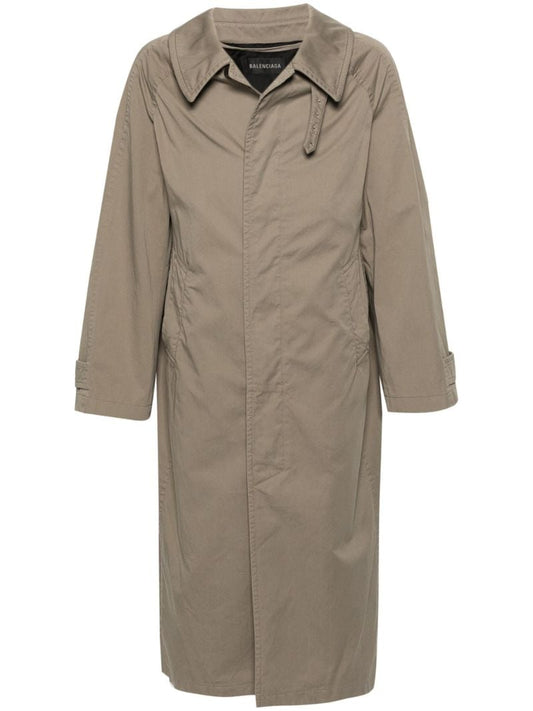 Grey Single-breasted Cotton Coat
