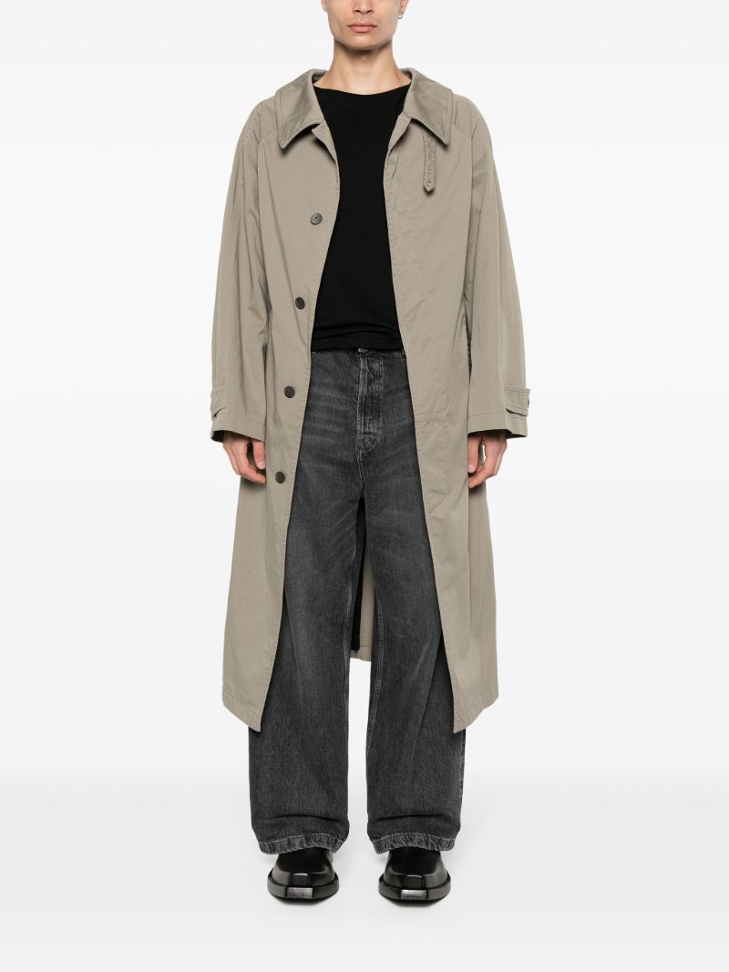 Grey Single-breasted Cotton Coat
