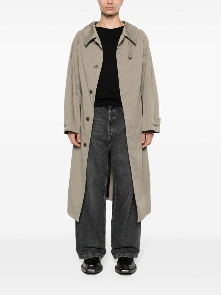 Grey Single-breasted Cotton Coat