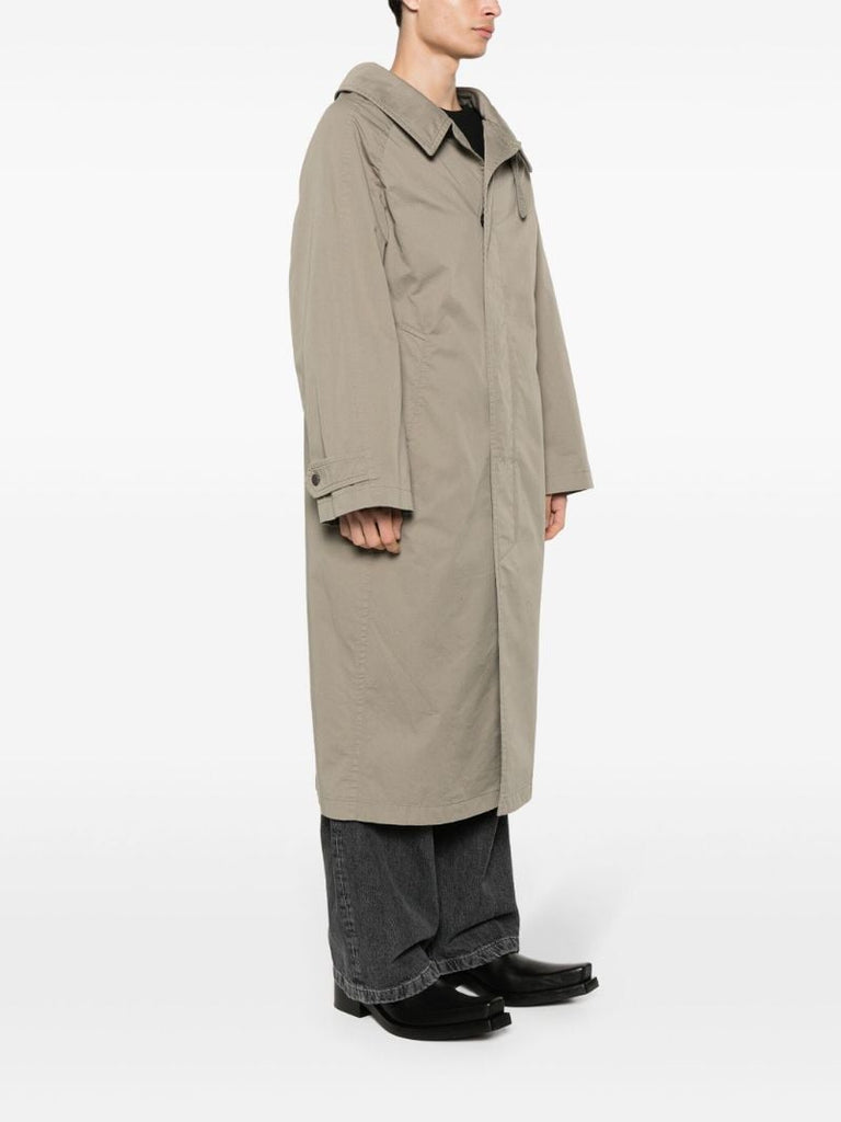 Grey Single-breasted Cotton Coat