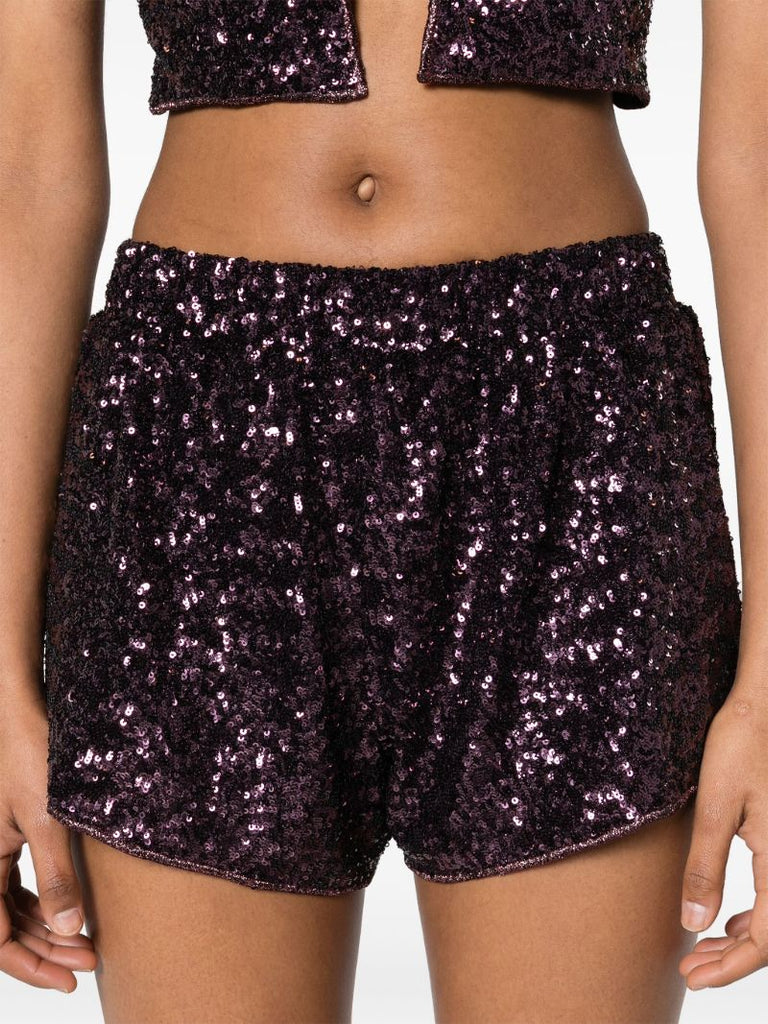 Purple Disco Sequinned Shorts